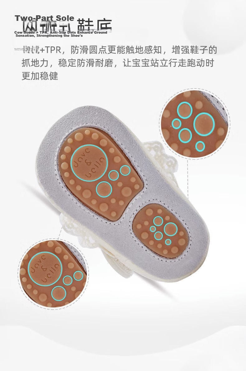 David Bella Newborn Baby Girls Shoes Preschool Shoes 6 Months Pre-Walking Shoes Autumn Princess Soft Sole Shoes 5