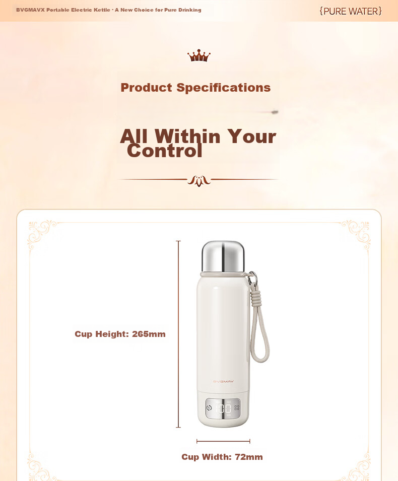 BVGMAV Electric Heated Water Cup Insulated Anti-Scald Travel Electric Kettle 316L Stainless Steel Odorless 1L Large Capacity Constant Temperature Kettle 36