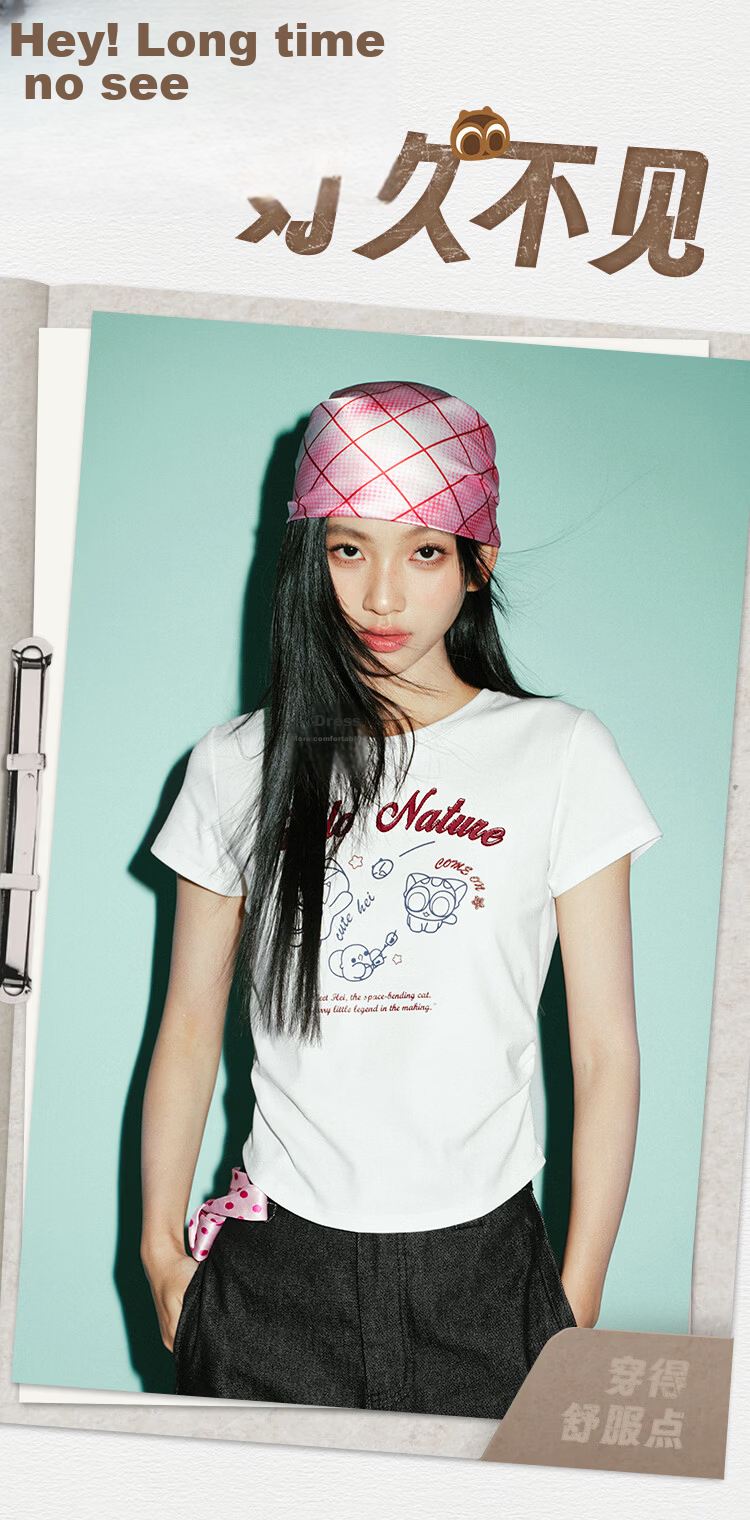 Semir Cooling T-Shirt | Luo Xiaohei Short Sleeve T-Shirt for Women Summer Short Slim Fit Shoulder 2026 Fun Clothing 109326100044 2