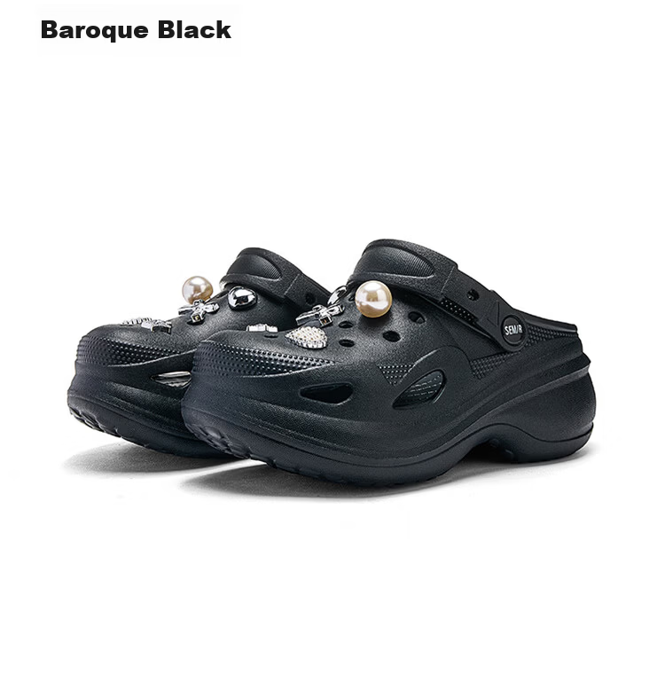 Semir Official Genuine Non-Slip Soft Sole Pearl Camellia Black Slip-On Clog Shoes SML262001 Size 40-41 28