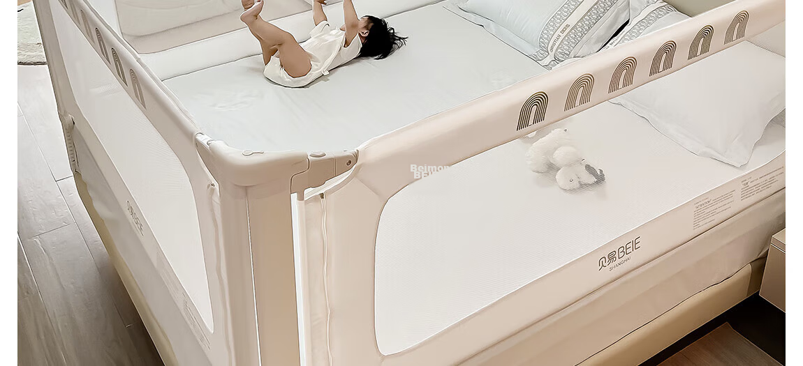 Beiyi Baby Anti-Fall Protective Bed Rail Guard No-Drill Bed Fence 1.8×2m Double-Sided Set 10