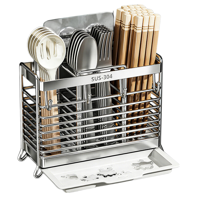 Shuaishi Kitchen Storage Rack Chopstick Holder, 304 Stainless Steel Chopstick Organizer Box, Draining And Anti-Mold Chopstick Cage