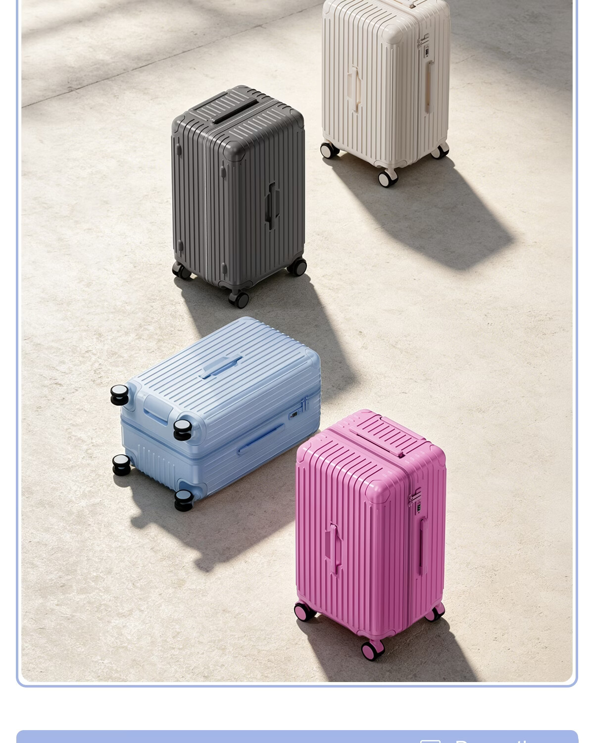 HLA Large Capacity Luggage Men's Trolley Case Women's Short Trip Suitcase Sturdy Carry-On Password Lock Ice Mist Blue 26 Inch 5