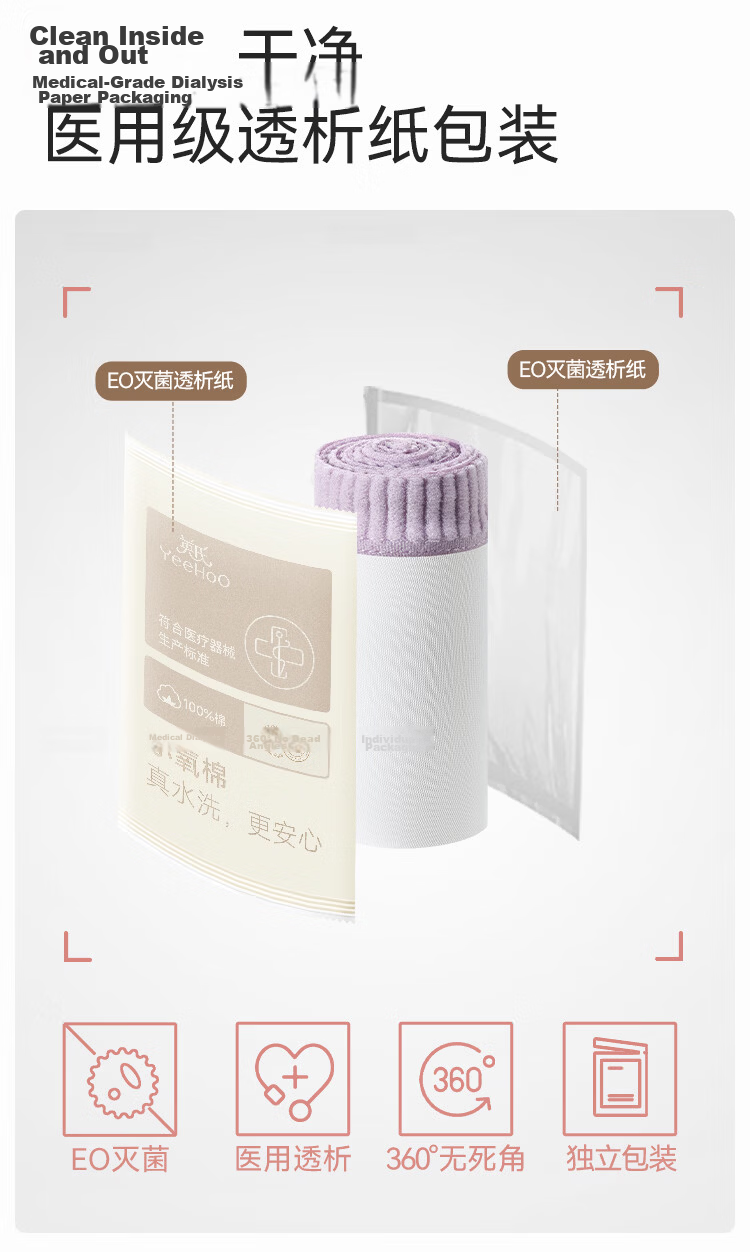YEEHOO [Xiaoyang Cotton] Children's Pure Cotton Disposable Sterilized Underwear Unisex Boys and Girls Boxer Underwear Travel Pack 8