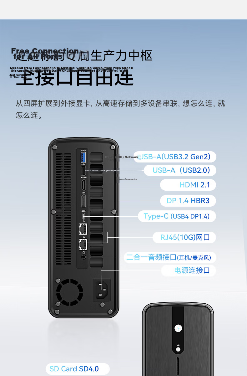 SEAVIV R1 AMD AI Max+395 128GB+2TB Mini Workstation Desktop Computer Local Large Model Deployment OpenClaw Lobster Farming [2026 New Model] 16