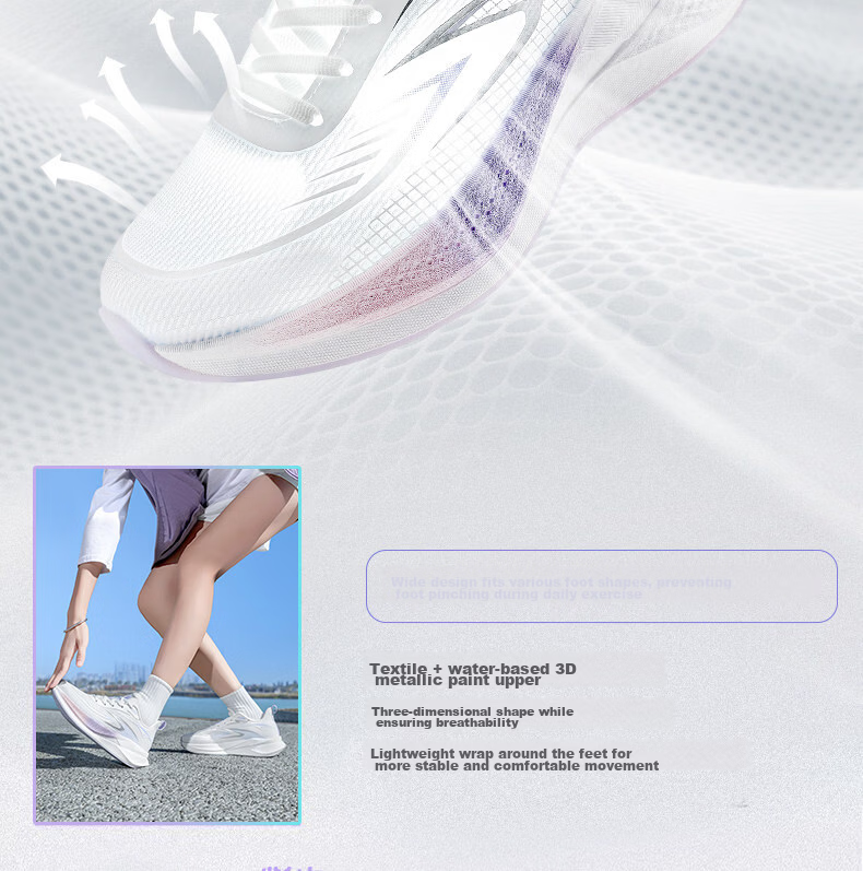 Warrior Women's Summer 2026 New Breathable Soft Sole Lightweight Casual Running Shoes 5593 White Purple Size 40 12