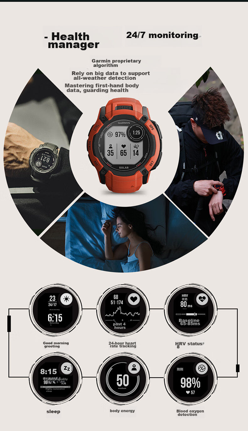 GARMIN Instinct 3 AMOLED Dark Abyss Black (50mm) Heart Rate Outdoor Running Cycling Sports Watch 12