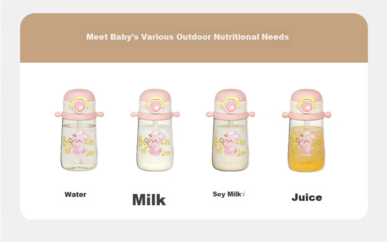 HAERS Baby Insulated Cup Ocean Blue Straw Training Cup Gravity Ball Anti-Choke Children's Water Bottle Children's Day Gift 25