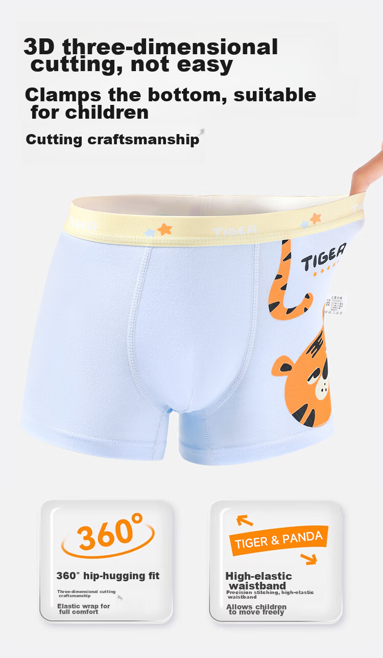 Yuzhaolin Boys' Cotton Boxer Briefs for Kids 6-12 Years Old, Class A, Soft and Comfortable, No Pinching, Toddler and Big Boys' Underwear 10