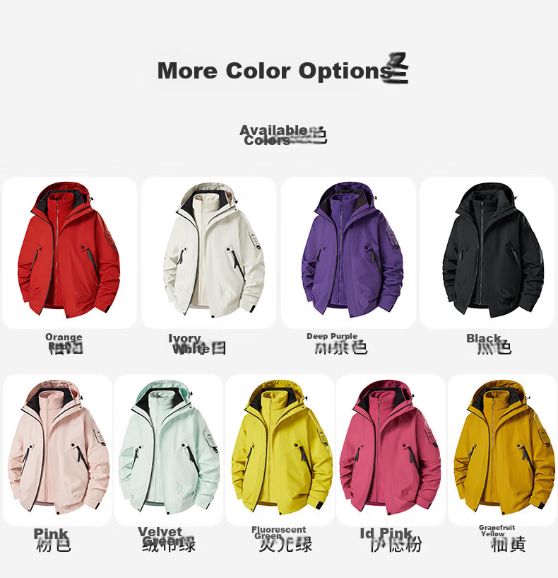JEEP SPIRIT Three-In Jacket for Men And Women, Outdoor Windproof Waterproof Mountaineering Coat, Black XL 11