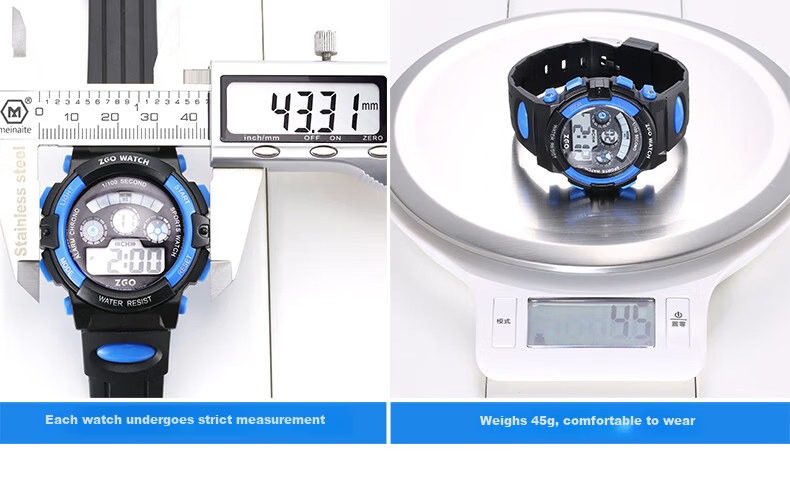 ZGO Electronic Men's Watch Waterproof Luminous Sports Watch for Boys Student Birthday Gift 305 Black Yellow 17