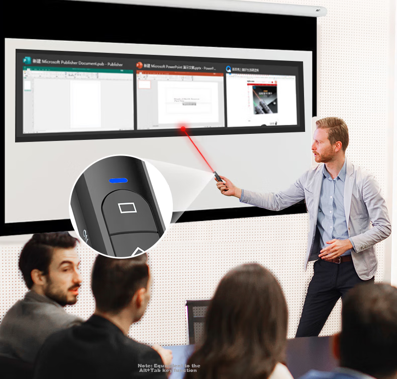 HP Wireless Presenter Multifunctional Remote Teaching Pointer Pen for Seewo Whiteboard PPT Touch Pen Infrared Projection Screen Bluetooth/2.4G Dual Mode Black Green Light 13