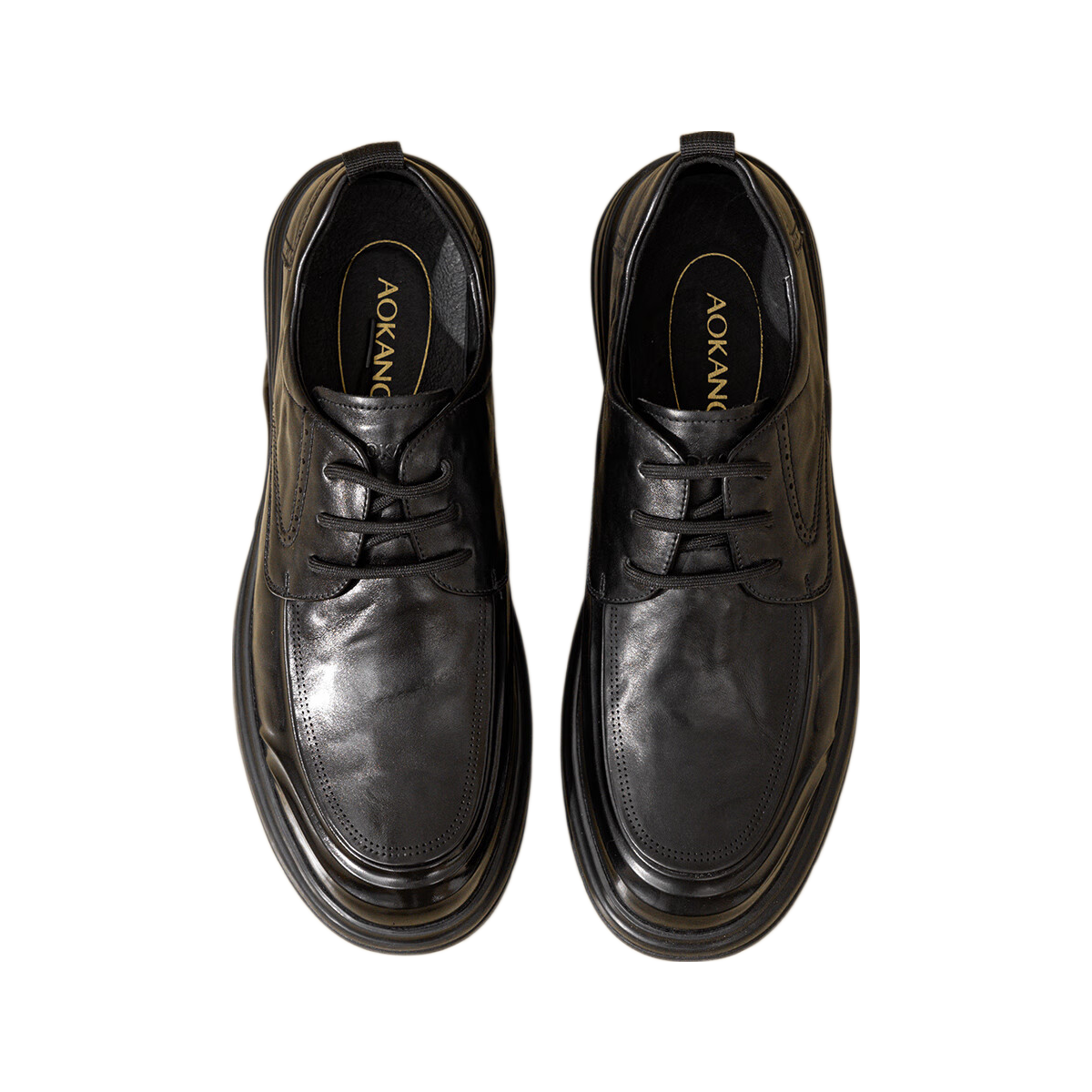 Aokang Men's Spring and Autumn New Casual Leather Shoes Men's Formal Shoes Soft Sole Comfortable Derby Work Shoes Single Shoes MT