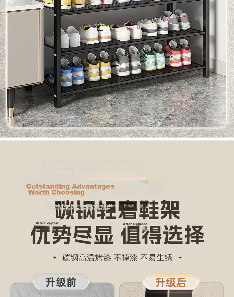 Sannuo Yilin 3-Tier Simple Shoe Rack Cabinet for Entryway Living Room Multi-Layer Storage Shelf Black 60cm 2