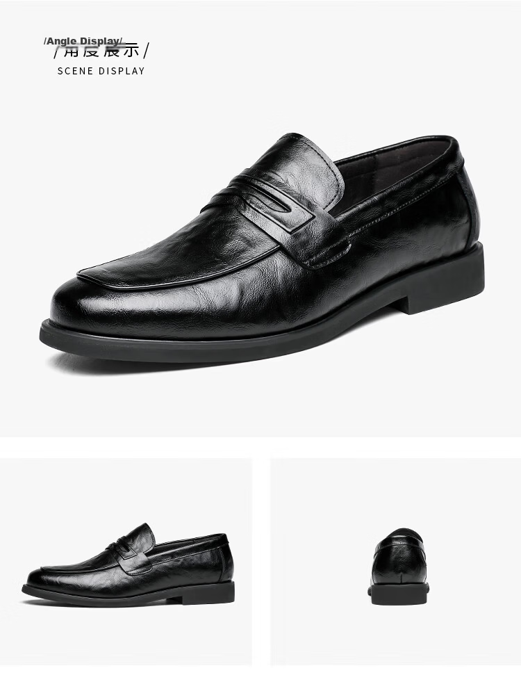 CARTELO Men's Leather Shoes, Soft Sole Slip-On Business Casual Loafers, Breathable Slip-On Leather Shoes for Men, 9906 Black, Size 42 22