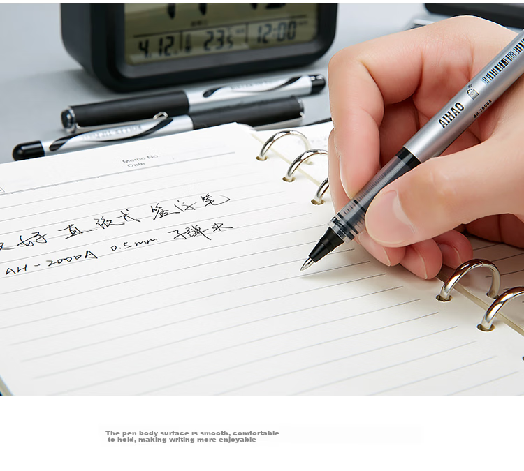 AIHAO Signature Pen, 0.5mm Black, Direct Liquid Rollerball Pen, Bullet Tip, Office Use, Water-Based Ink, Large Capacity Direct Liquid Pen, AH2000 7