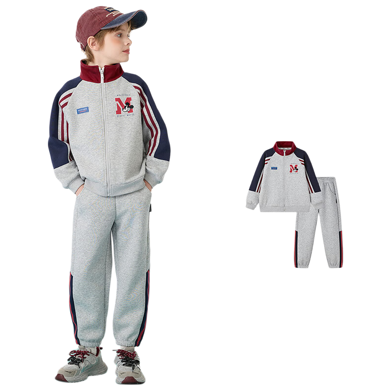 Disney Boys' Sportswear Set Children's Zip Jacket and Pants 2026 Spring New Trendy Two-Piece for Older Kids