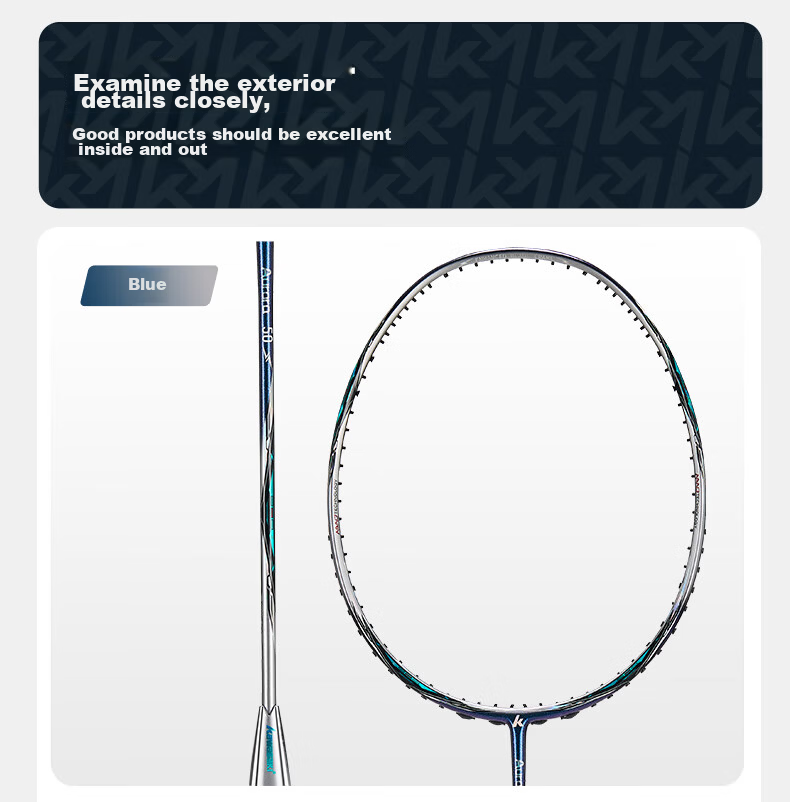KAWASAKI Aurora 50S Badminton Racket 5U Full Carbon Professional Ultra-Light High Tension Offensive (Pre-Strung) 11
