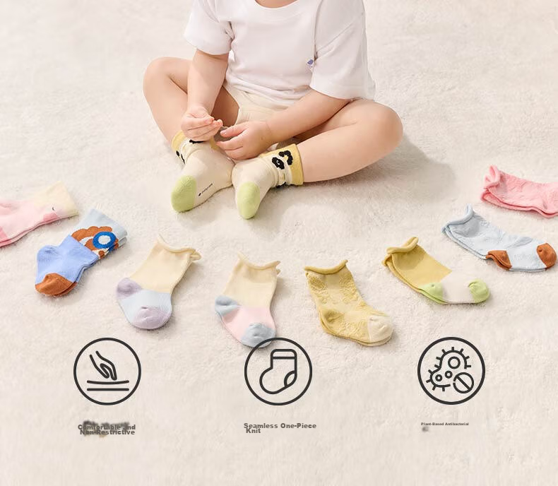 Babycare Children's Socks Boys Cotton Socks Girls Floor Socks Baby Toddler Socks Newborn Infant Socks Milk Coffee Green 3 Pairs Size S 31