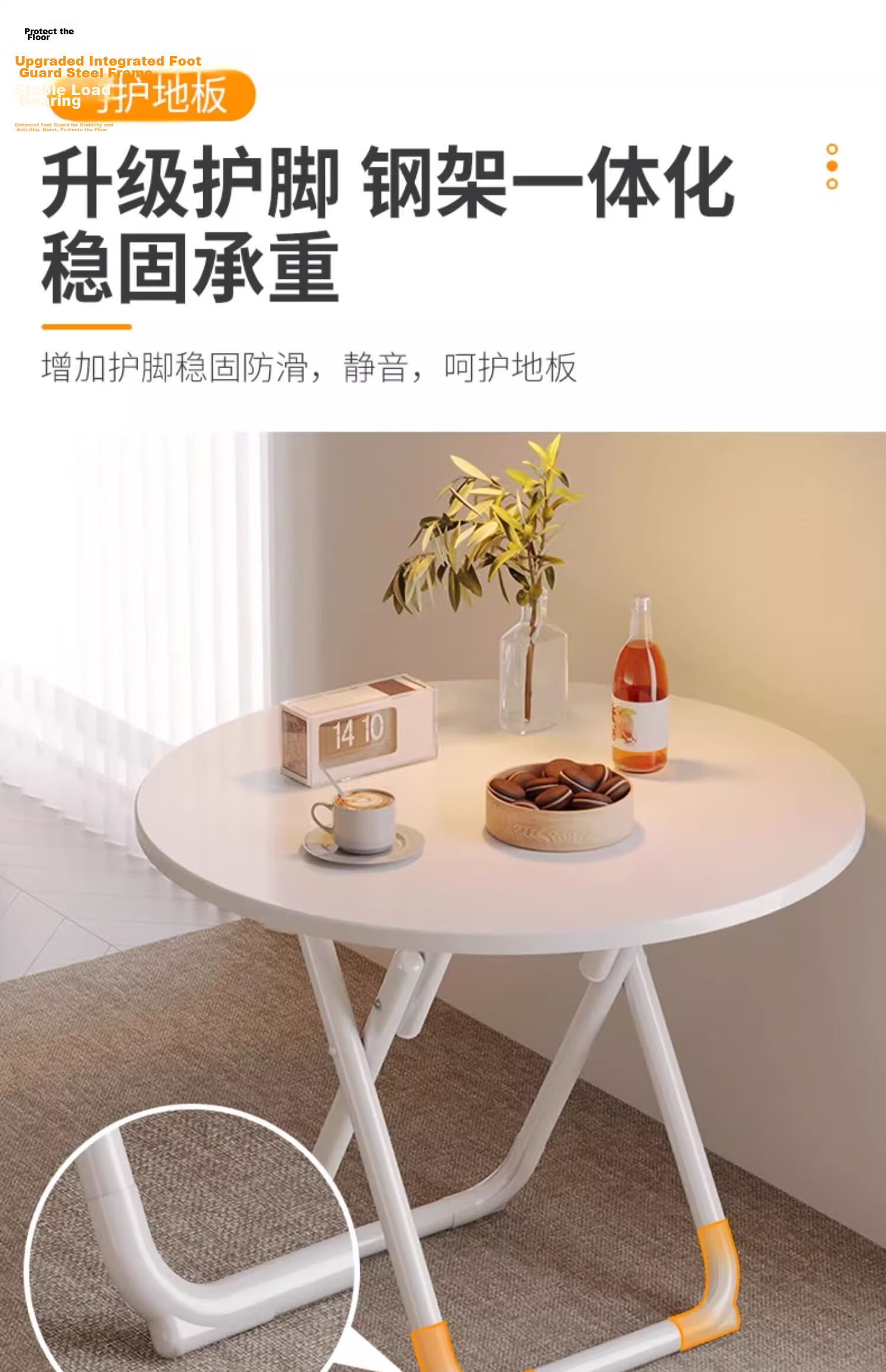 Chibilun Home Dining Table Small Apartment Cream White Square Table Portable Folding Table for Rental, Tea Shop, and Stall 9