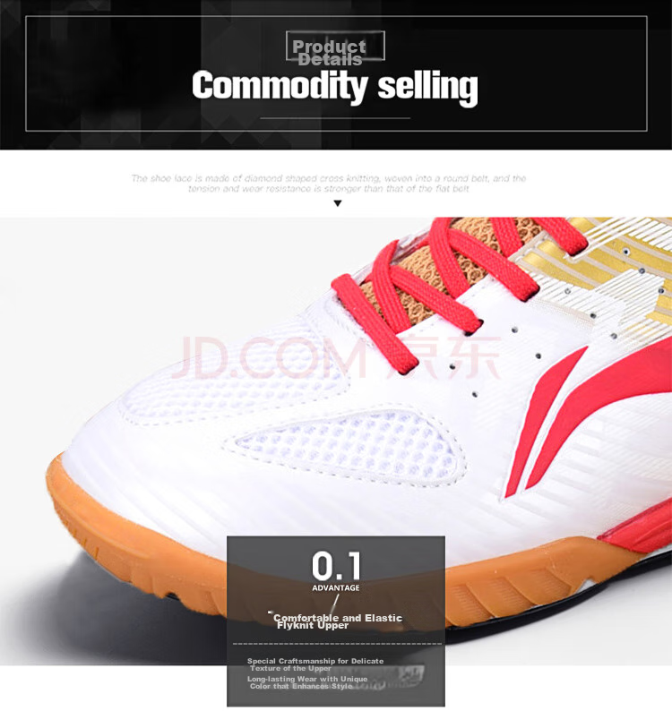 Li-Ning Table Tennis Shoes for Men, Professional-Grade Table Tennis Sports Shoes, National Team Ma Long's Signature Model, White And Gold, Size 41.5 8