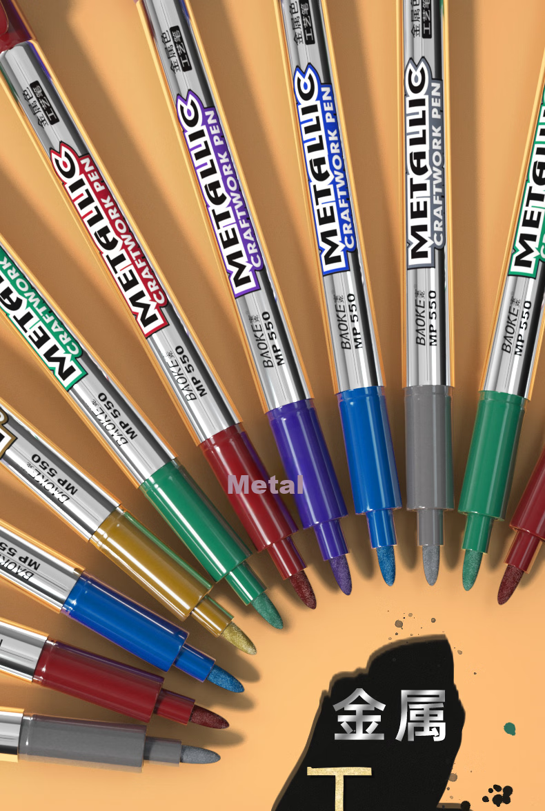 BAOKE BAOKE MP550 Paint Marker, Silver, Water-Based Marker, Check-In Pen, Graffiti Pen, 12 Pieces/box 1