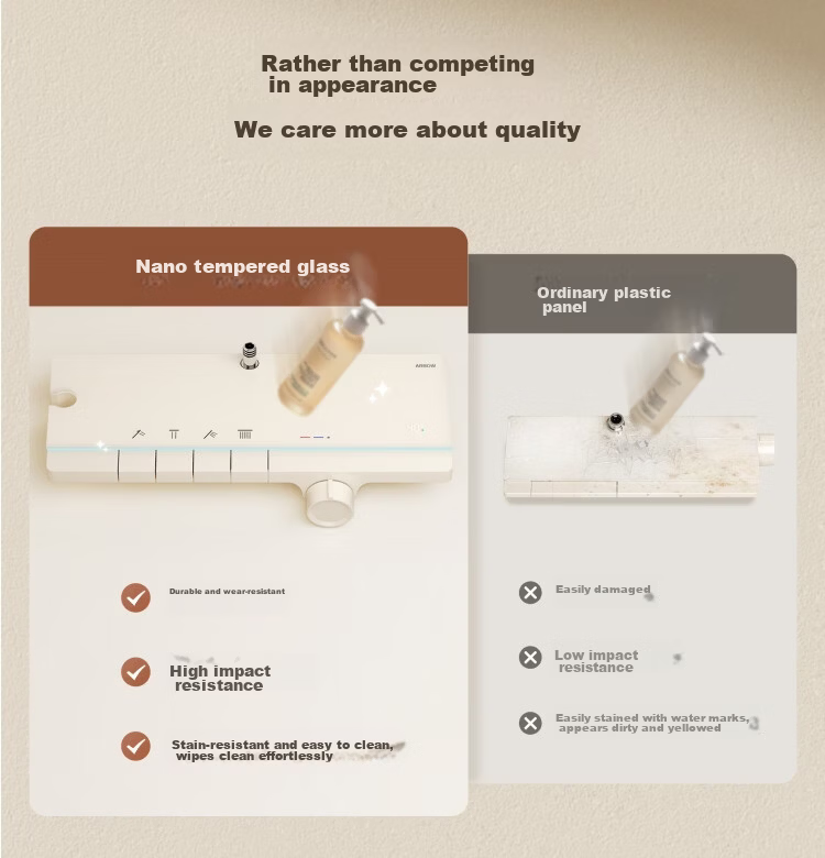 ARROW Pure World Shower Set Milk White Digital Display Square Rod Piano Key Handheld Pressurized Shower Head 16