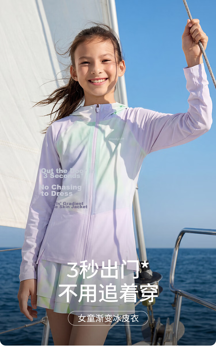 MoodyTiger Kids Summer Ice Silk Jacket Boys Sun Protection Breathable Lightweight Girls Colorblock Anti-Mosquito Skin Jacket 1