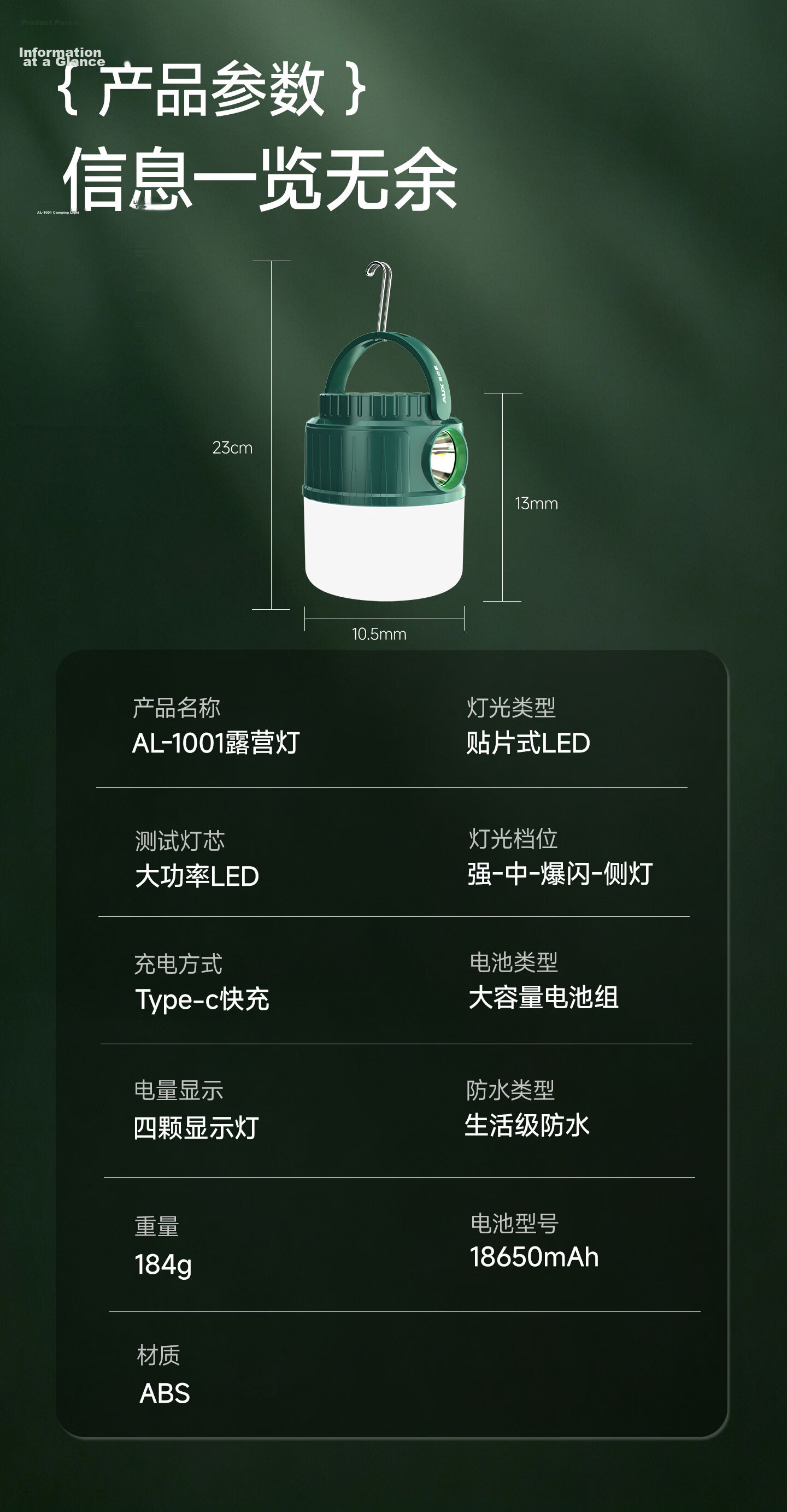 AUX Camping Lantern Outdoor Long-lasting Rechargeable Lighting Tent Atmosphere Night Market Stall Light 18