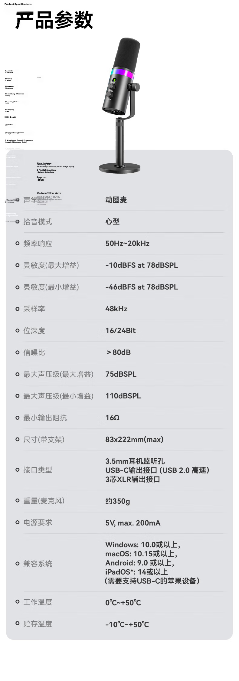 BOYA K7 Dynamic Microphone Professional Live Streaming Microphone Computer Microphone Mobile K-Singing Host Recording Dubbing Gaming Conference Microphone with Built-in Sound Card Desktop Recording Mi 16