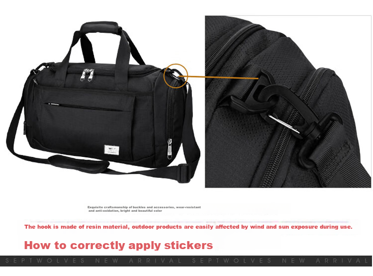 SEPTWOLVES Large Capacity Travel Bag, Sports Fitness Bag, Luggage Bag for Men And Women, Shoulder Handbag, Short-Distance Business Trip, Independent Shoe Compartment, Spring Festival Travel 15