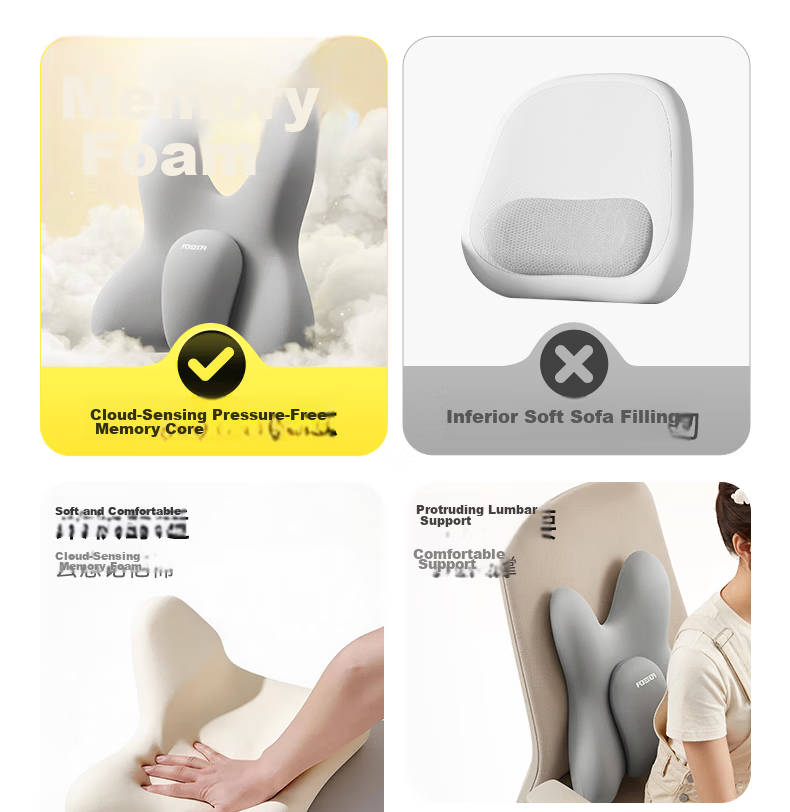 Zhiguozhe Office Lumbar Support Pillow Cushion Seat Backrest Waist Support Sleeping Workstation Long Sitting Artifact Chair Lumbar Cushion 9