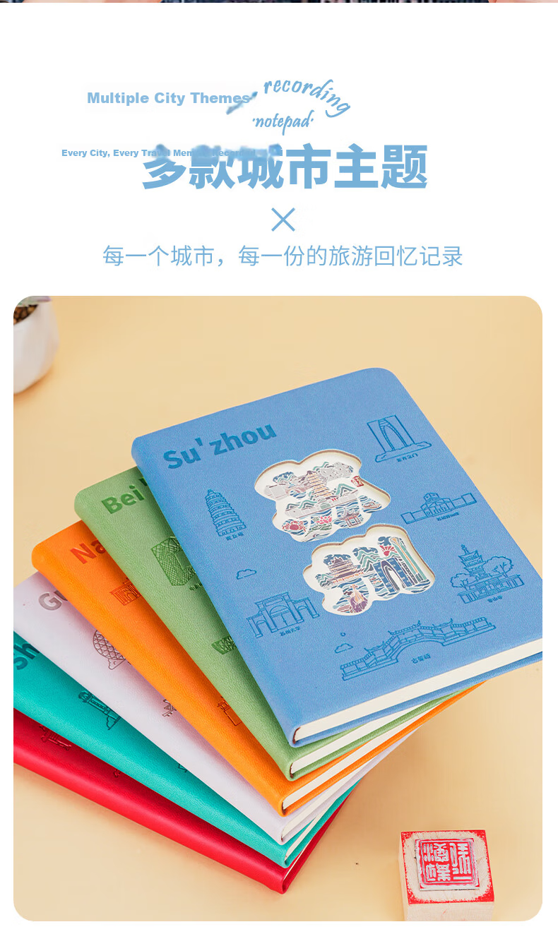 TENGXIONG City Stamp Collection Travel Journal Blank Notebook High-Quality Stamping Book Mid-Autumn Festival National Day Outing Forbidden City Museum Tour Stamp Collection Book 3