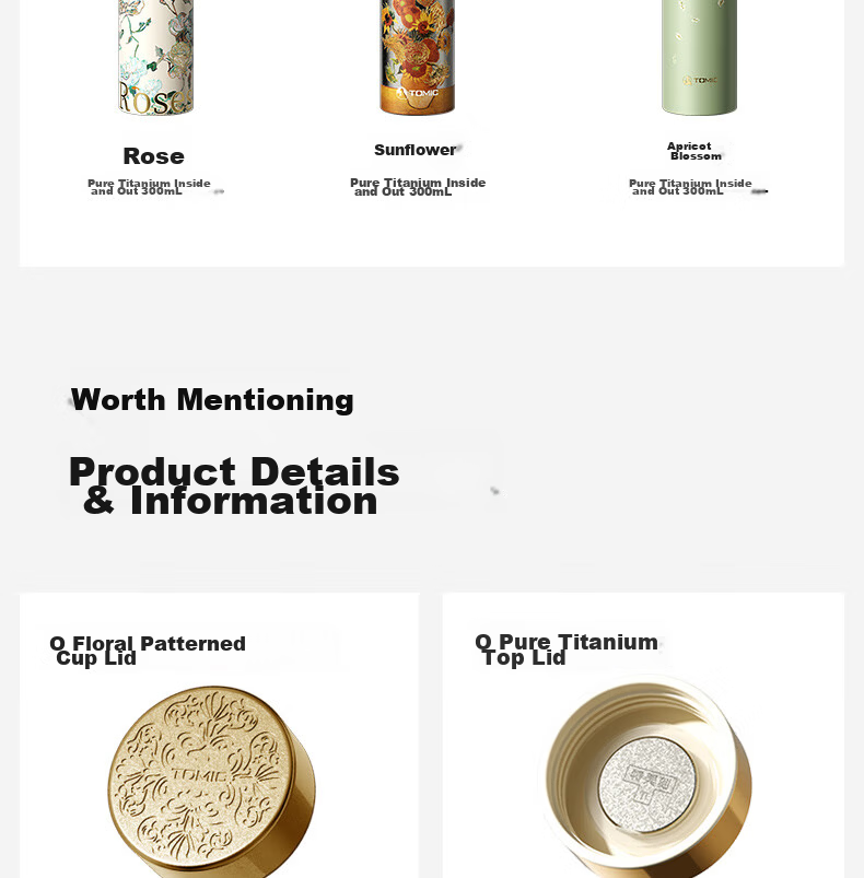 TOMIC Pure Titanium Antibacterial Insulated Water Bottle Van Gogh Collaboration Portable Outdoor Car Travel Pocket Cup Teacher's Day Gift 18