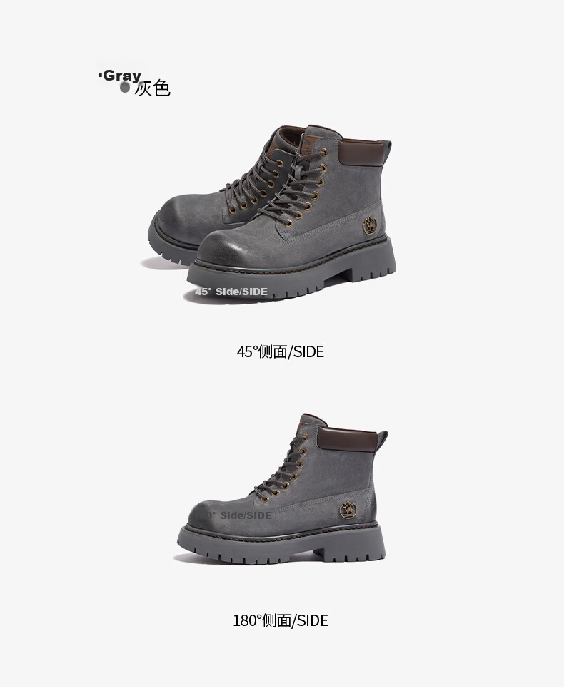 CAMEL [Shanyue] Women's Work Boots, Trendy Thick-Soled Martin Boots, L25W076018A, Khaki (Suede), Size 36 65