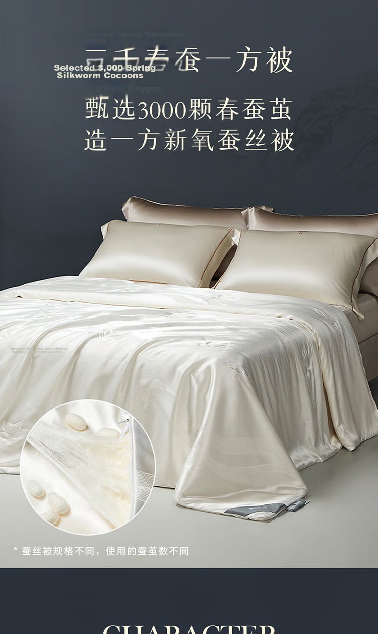 Mengjie Home Textiles [70th Anniversary] 100% Silk Summer Quilt Cooling Washable Air Conditioning Quilt 248x248cm Filling 500g 4