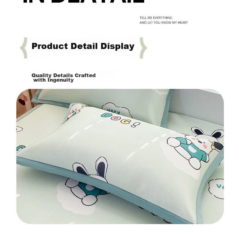 Hongdou Class A Printed Summer Cooling Ice Silk Pillowcase Pair Home Cooling Pillow Cover 48*74cm Blue 16
