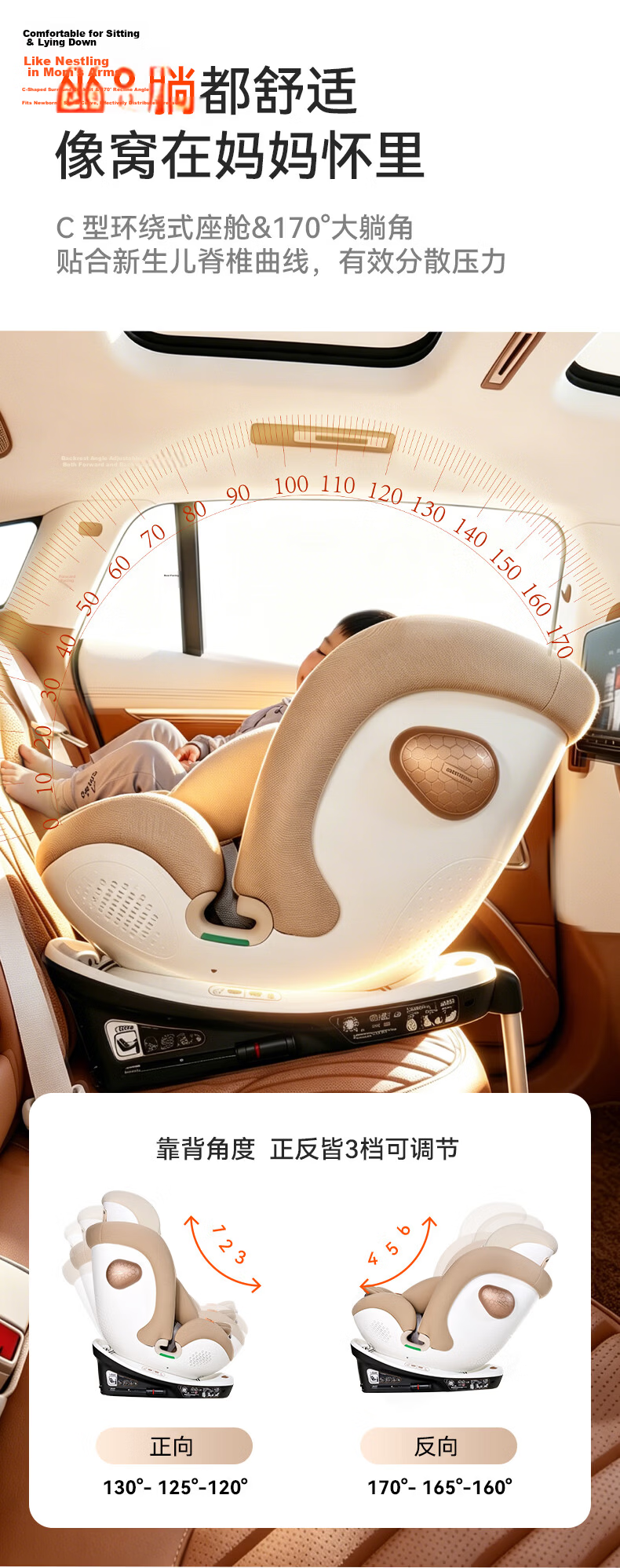 Gb Safety Capsule No.1 SPro Child Car Seat Baby Chair i-Size Electronic Ventilation 0-7 Years Light Wood 14