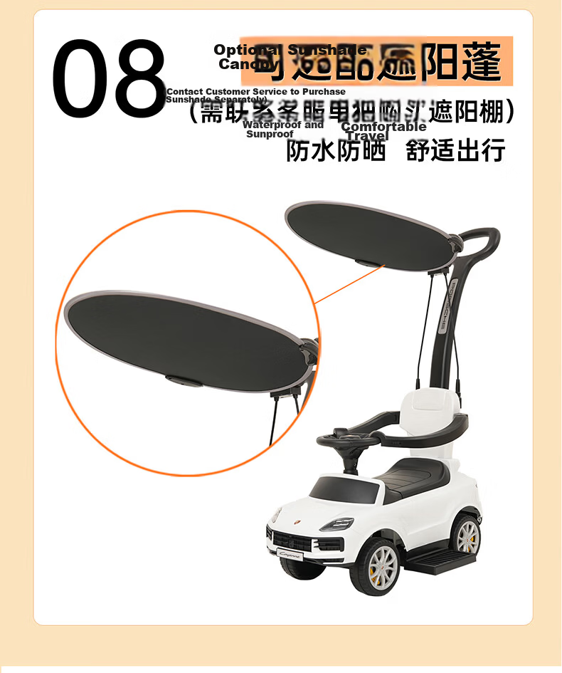 CHILOKBO Porsche Baby Toddler Ride-On Car 1-3 Years Old Push Walker Slide Car Anti-Tip Gift White 18