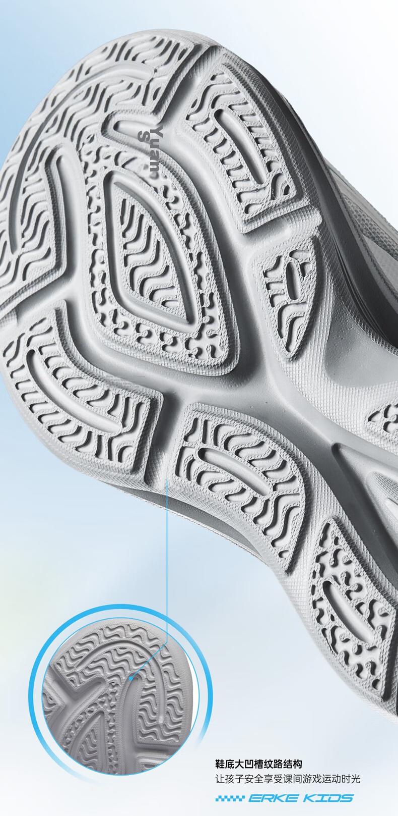 ERKE Kids Unisex Knob Buckle Mesh Sports Shoes Children's Cushioning Running Shoes Microcrystalline White/Black Size 38 24