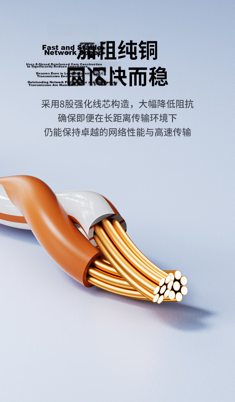 Lite CAT5e Unshielded Ethernet Cable Gigabit Network Patch Cord 3m 8-Core Twisted Pair 5030BK 4