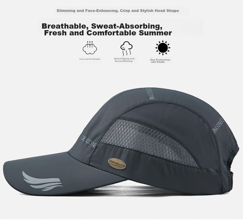 Denssyne Quick-Dry Cap for Men, Summer Baseball Cap, Lightweight Mesh Breathable Sun Hat, Outdoor Running Sports UV Protection Sun Hat 3