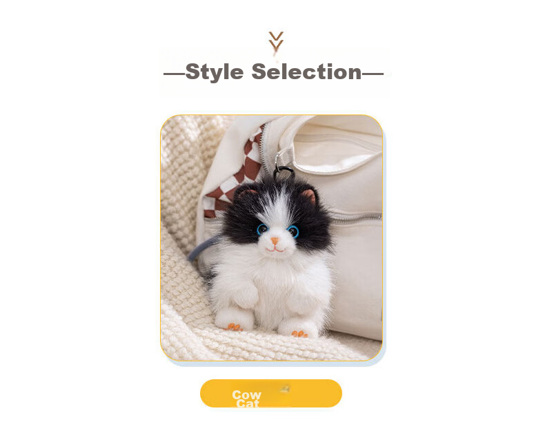WELTSTON Plush Toy Cat Doll Stuffed Animal Pillow Gift for Girls' Birthday Present, White Cat Figurine 6