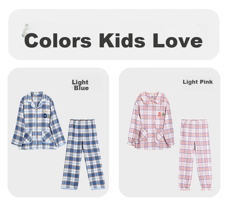 Hodohome Boys' Cotton Brushed Plaid Pajama Set, Cardigan Long Sleeve Top and Pants, Size 140 12