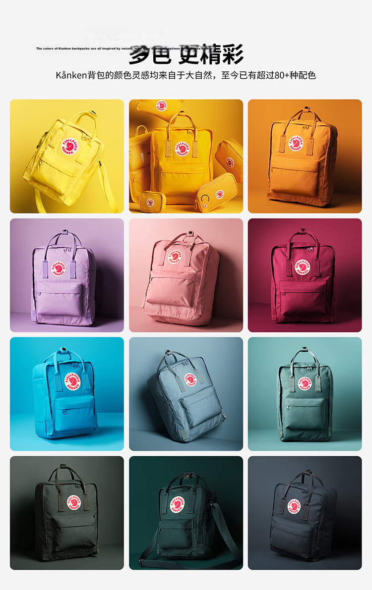 FJALLRAVEN Kanken Backpack Large Capacity School Bag 23510-664-916 Frost Green/Colorful Pattern Back to School Gift 8