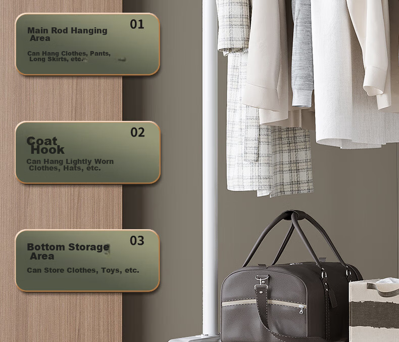 Nanye Floor Clothes Drying Rack Multifunctional Simple Home Bedroom Balcony Thickened Coat Hanger DGW-3B 5