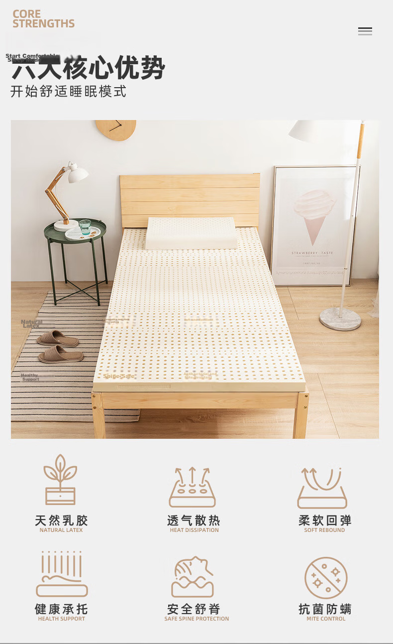 THAISEN Imported Latex Mattress from Thailand, 95D Tatami Mattress, 94% Content, Double Bed Size 1.5m/2m/5cm Thi 4
