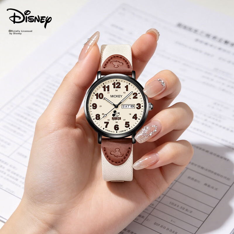 Disney Student Watch for Middle and High School, Dual Calendar, Waterproof, Small Brown 2026 New Model, Girls Exam Watch, Back-to-School Gift 3