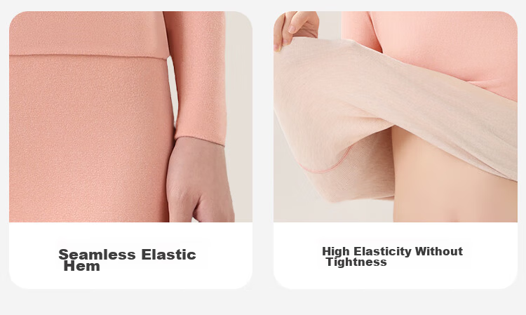 Urban Beauty [Goose Down Tencel] Women's Thermal Underwear Set Thickened Autumn Top and Bottom Base Layer Shirt 15