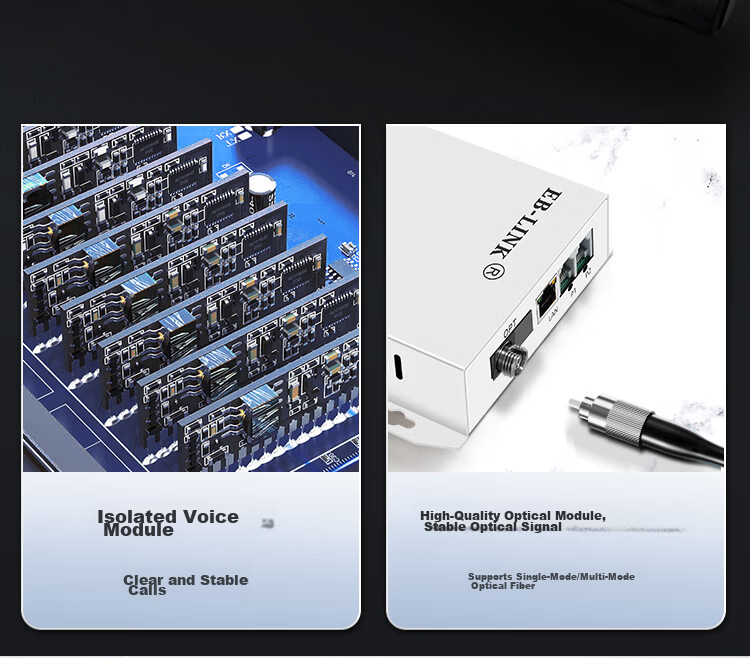 EB-LINK Optical Terminal 2-Channel Telephone + 1-Channel 100Mbps Network PCM Voice Audio Intercom Telephone Transceiver Fiber Optic Transmitter FC Interface 4